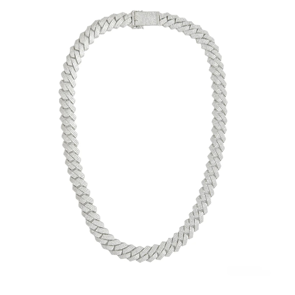 925 Sterling Silver CZ Encrusted Miami Cuban Link 13mm Chain