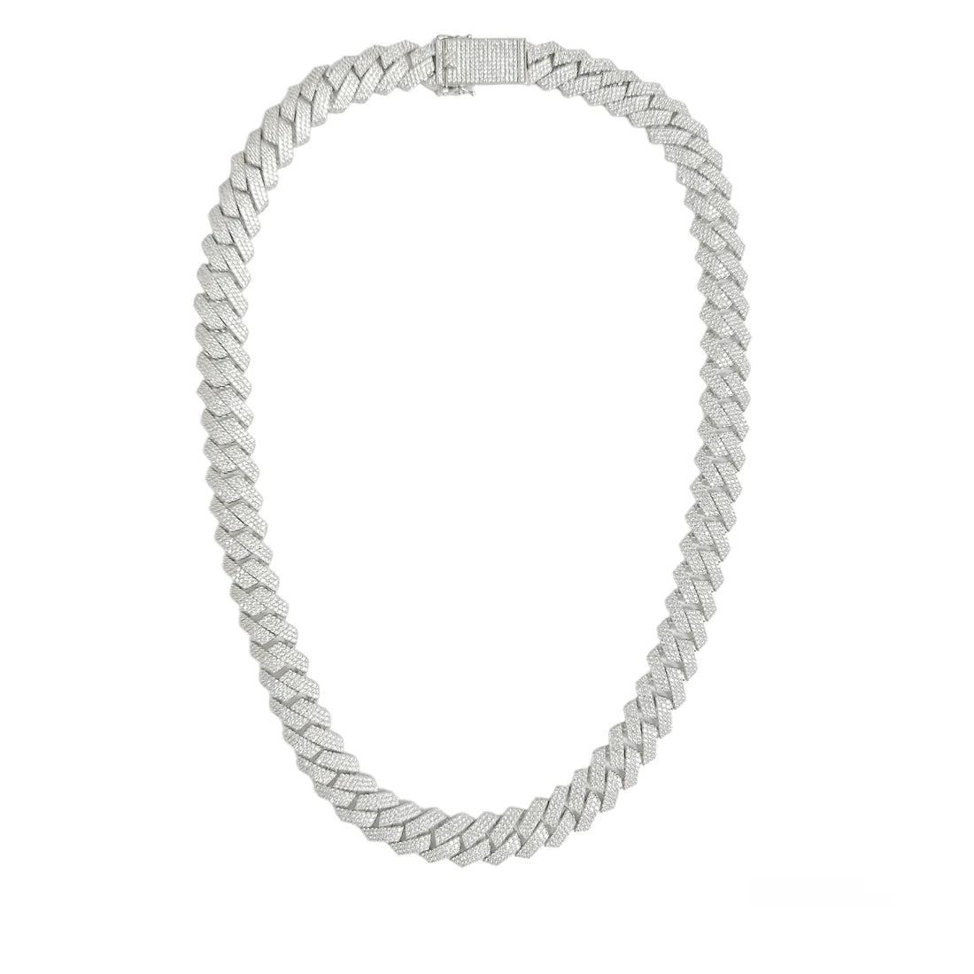 925 Sterling Silver CZ Encrusted Miami Cuban Link 13mm Chain