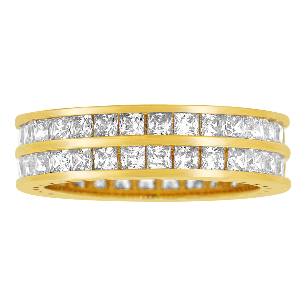 Double Row Eternity Band Ring Cubic Zirconia Yellow 14k size 7