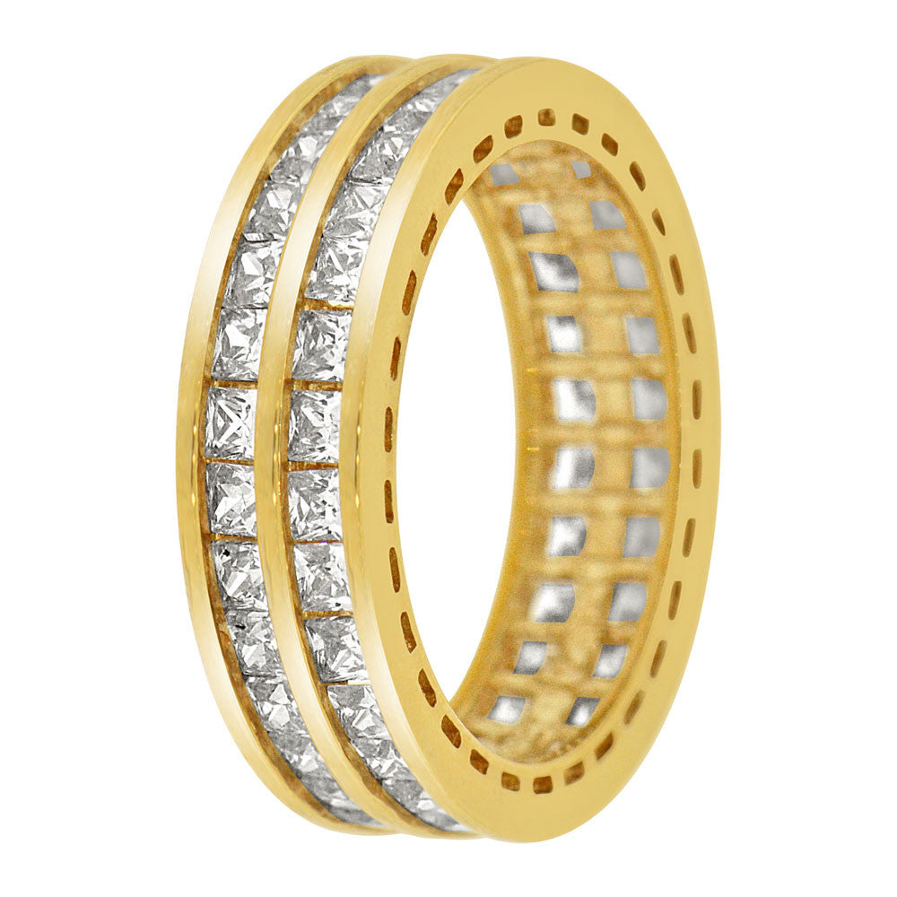 Double Row Eternity Band Ring Cubic Zirconia Yellow 14k size 7