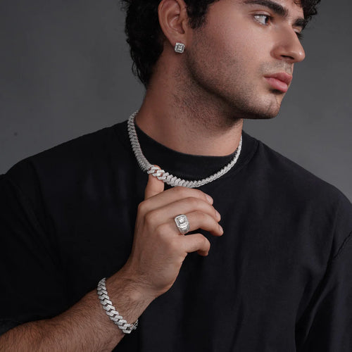 925 Sterling Silver CZ Encrusted Miami Cuban Link 13mm Chain