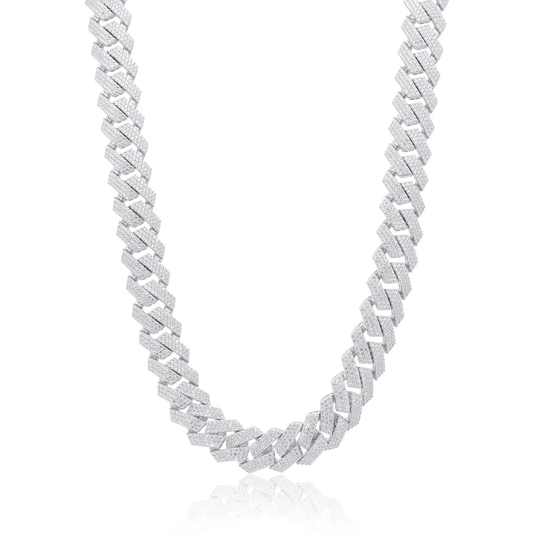 925 Sterling Silver CZ Encrusted Miami Cuban Link 13mm Chain