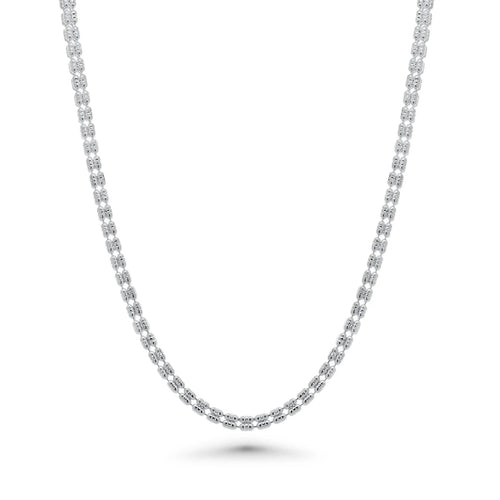925 Sterling Silver Ice Link 4 Sided Diamond Cut 3.6mm Chain or Bracelet