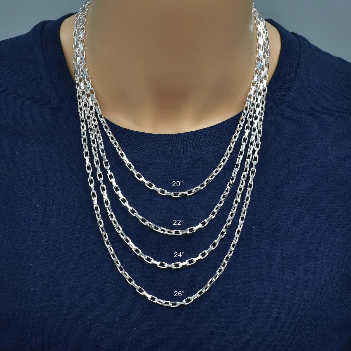 925 Sterling Silver Diamond Cut Forzatina Link 140 Chain 3.8mm