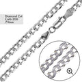 Curb Link 1 Side Diamond Cut 1 Side Plain Chain or Bracelet 7.9mm