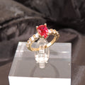 Tear Drop Red Ruby CZ Ring