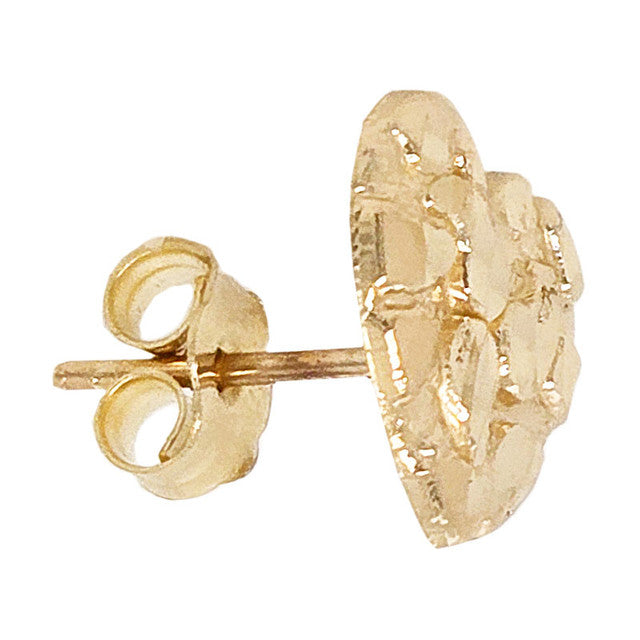 Heart Nugget Post Push Back Earring Yellow Gold 14k