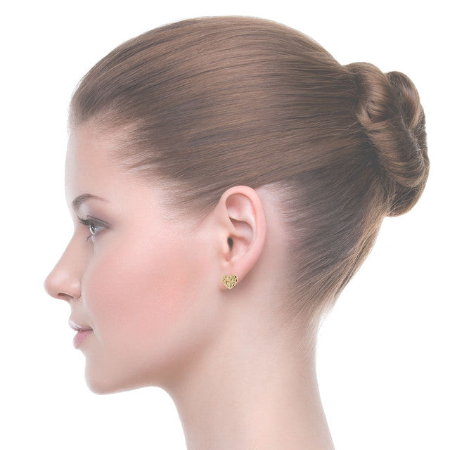 Heart Nugget Post Push Back Earring Yellow Gold 14k