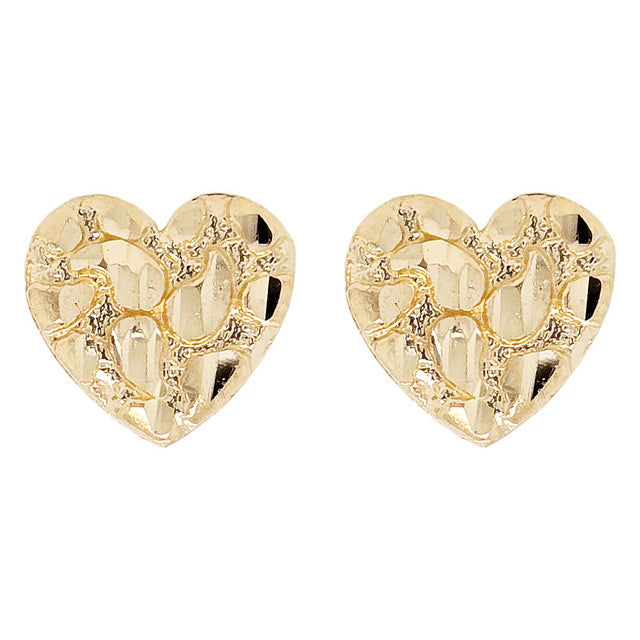 Heart Nugget Post Push Back Earring Yellow Gold 14k