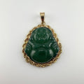 Green Jade Buddha SOLID Rope Bezel 14K Gold
