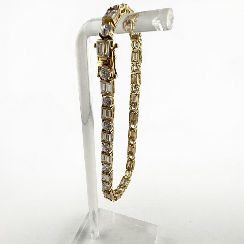 Bugette & Round Cut Bracelet 4mm 7.5' 14K