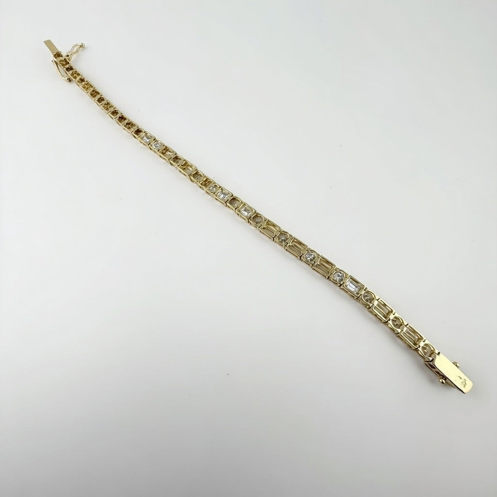 Bugette & Round Cut Bracelet 4mm 7.5' 14K