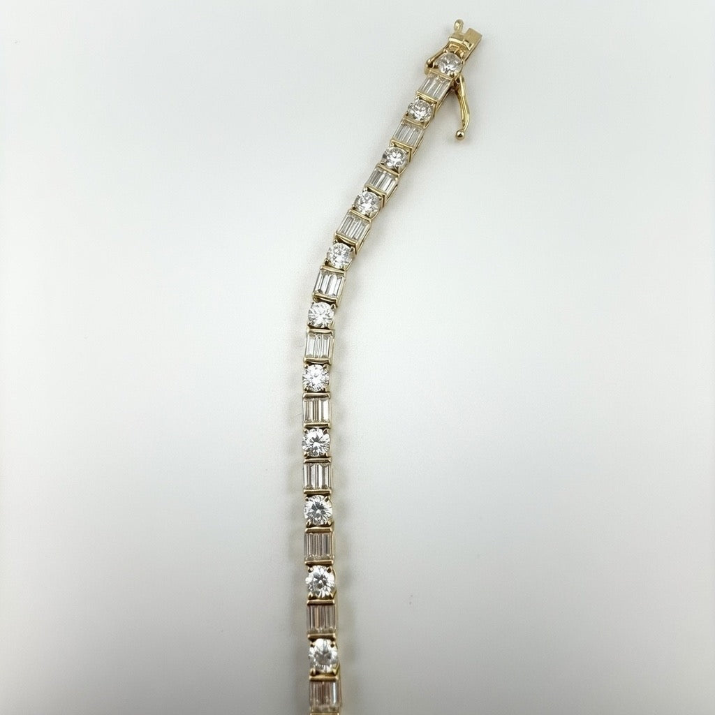 Bugette & Round Cut Bracelet 4mm 7.5' 14K