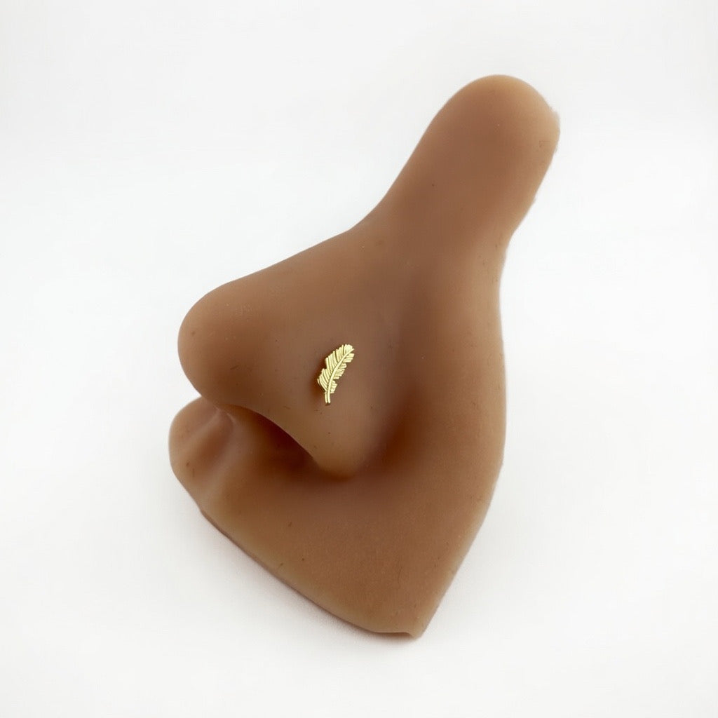 Feather Nose Piercing 14K