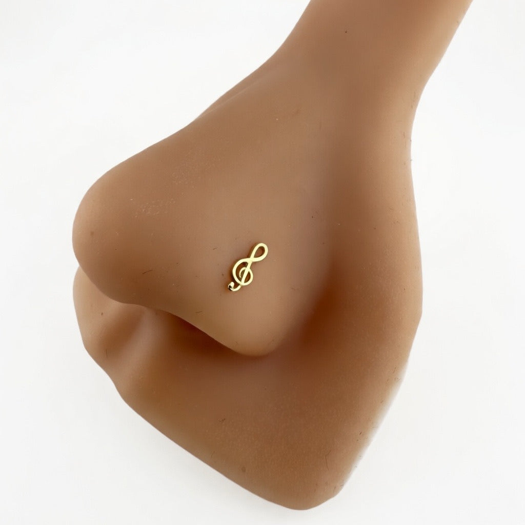 Music Note Nose Piercing 14K