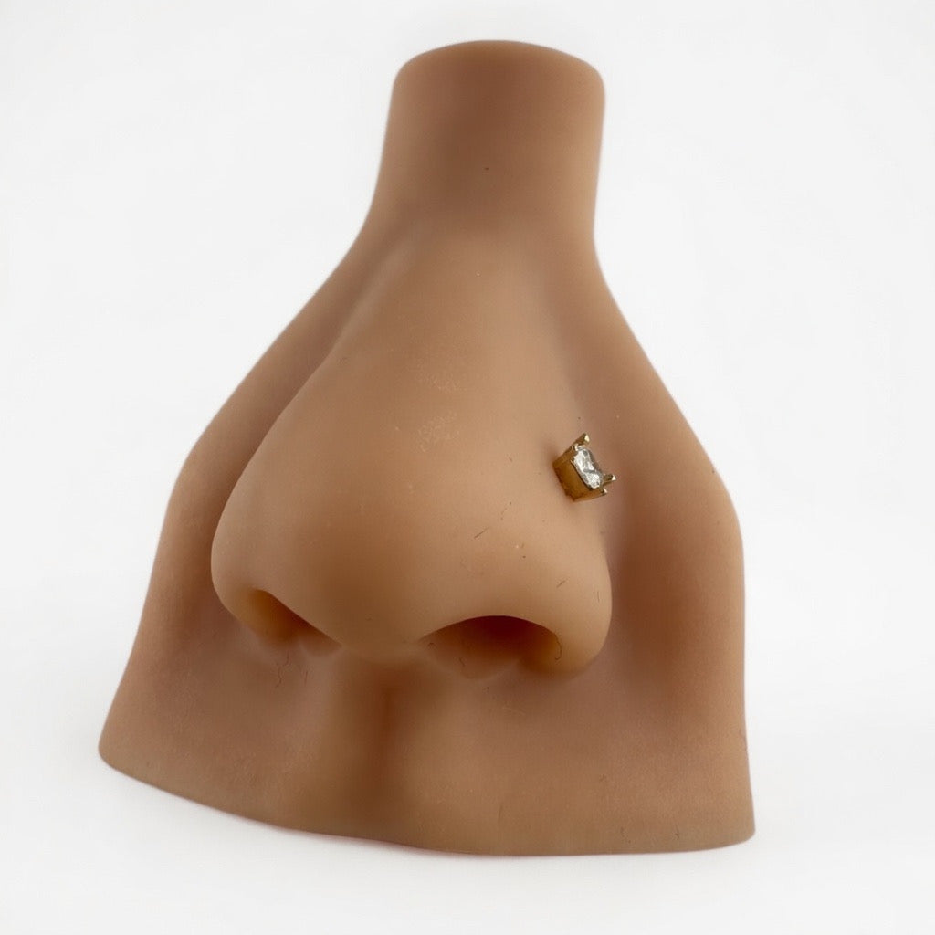 CZ Stone Nose Piercing 14K