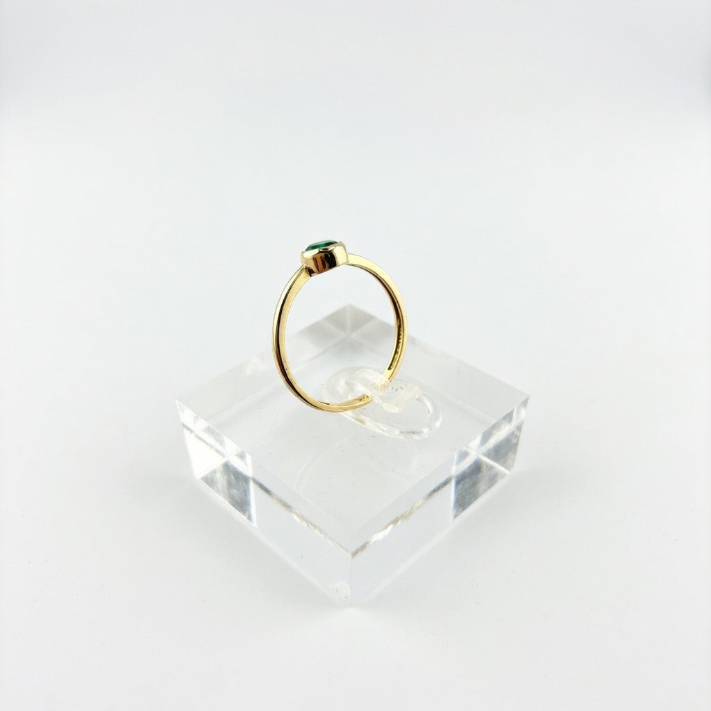 Green Tear Drop CZ Ring 14K Size 7