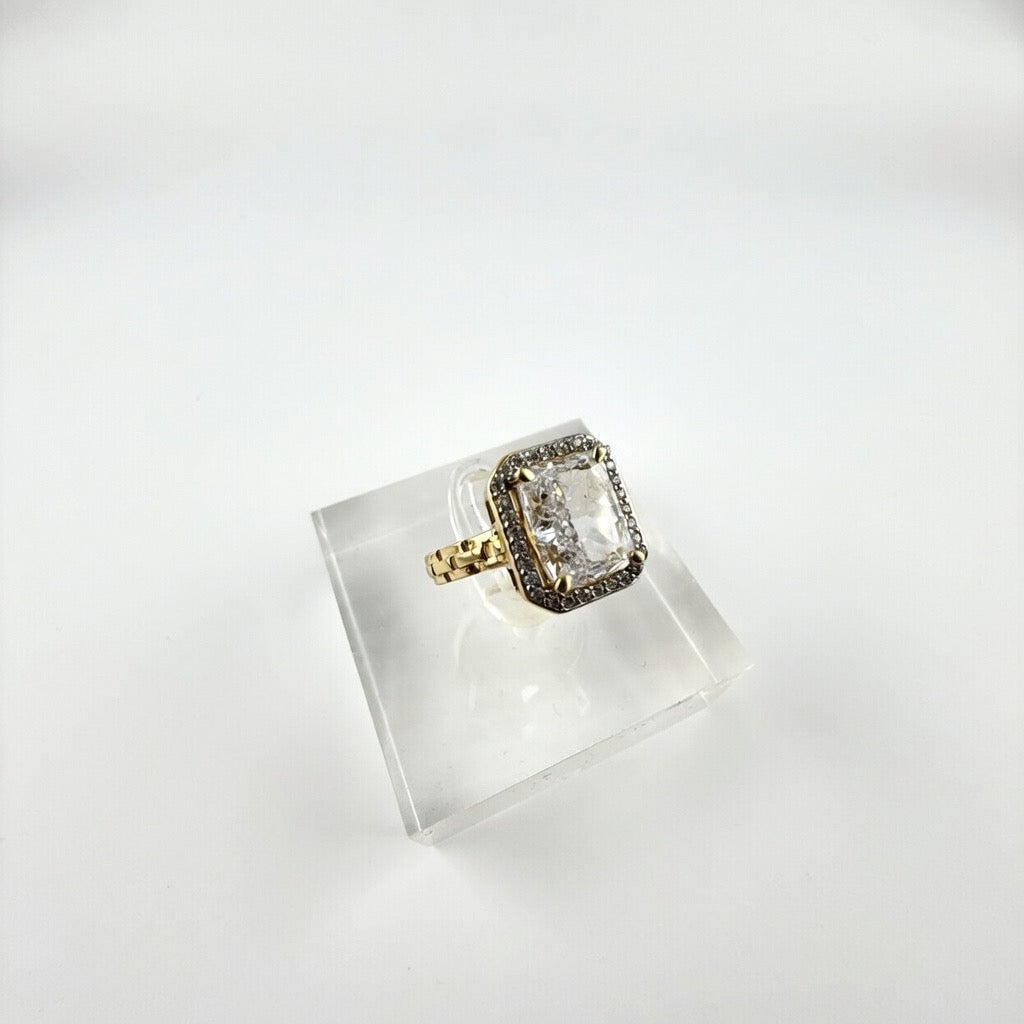 Clear Square CZ Ring 14K Size 7