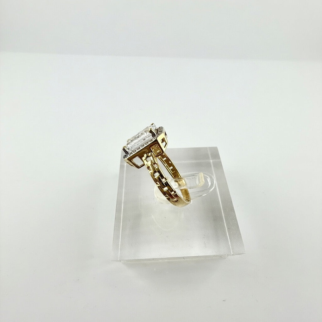 Clear Square CZ Ring 14K Size 7