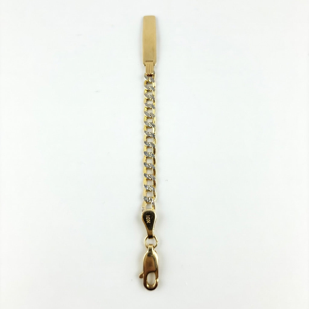 Diamond Cut Curb ID 14K Bracelet 4mm 6'