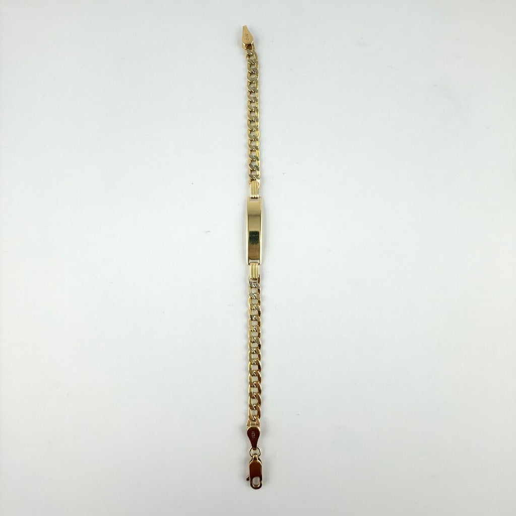 Diamond Cut Curb ID 14K Bracelet 4mm 6'