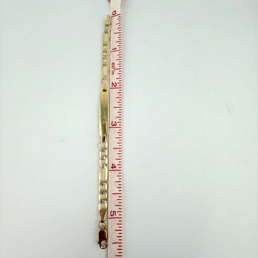 3+1 Figaro Diamond Cut ID 14K Bracelet 4.7mm 5.5'