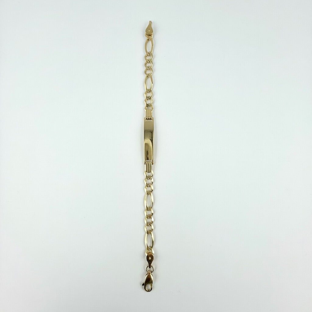 3+1 Figaro Cut ID 14K Bracelet 4.5mm 5.5'
