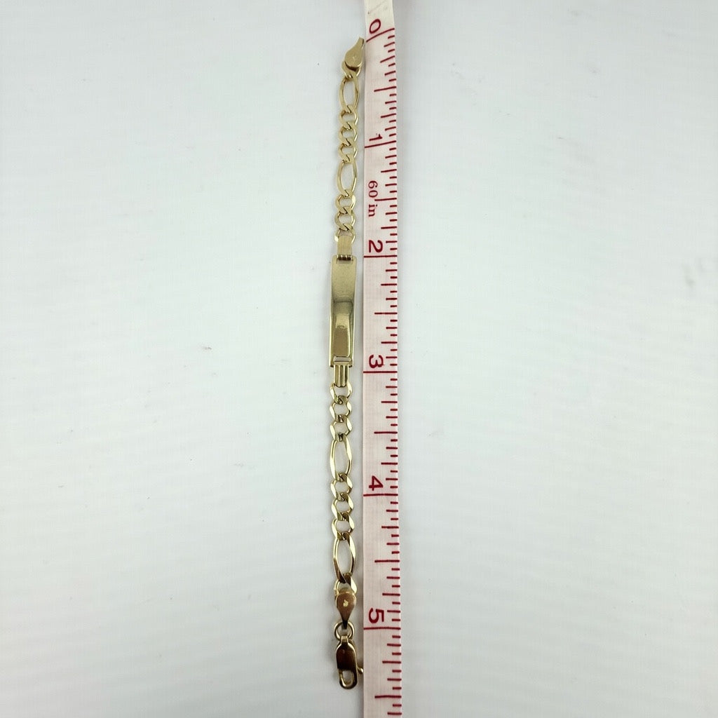 3+1 Figaro Cut ID 14K Bracelet 4.5mm 5.5'