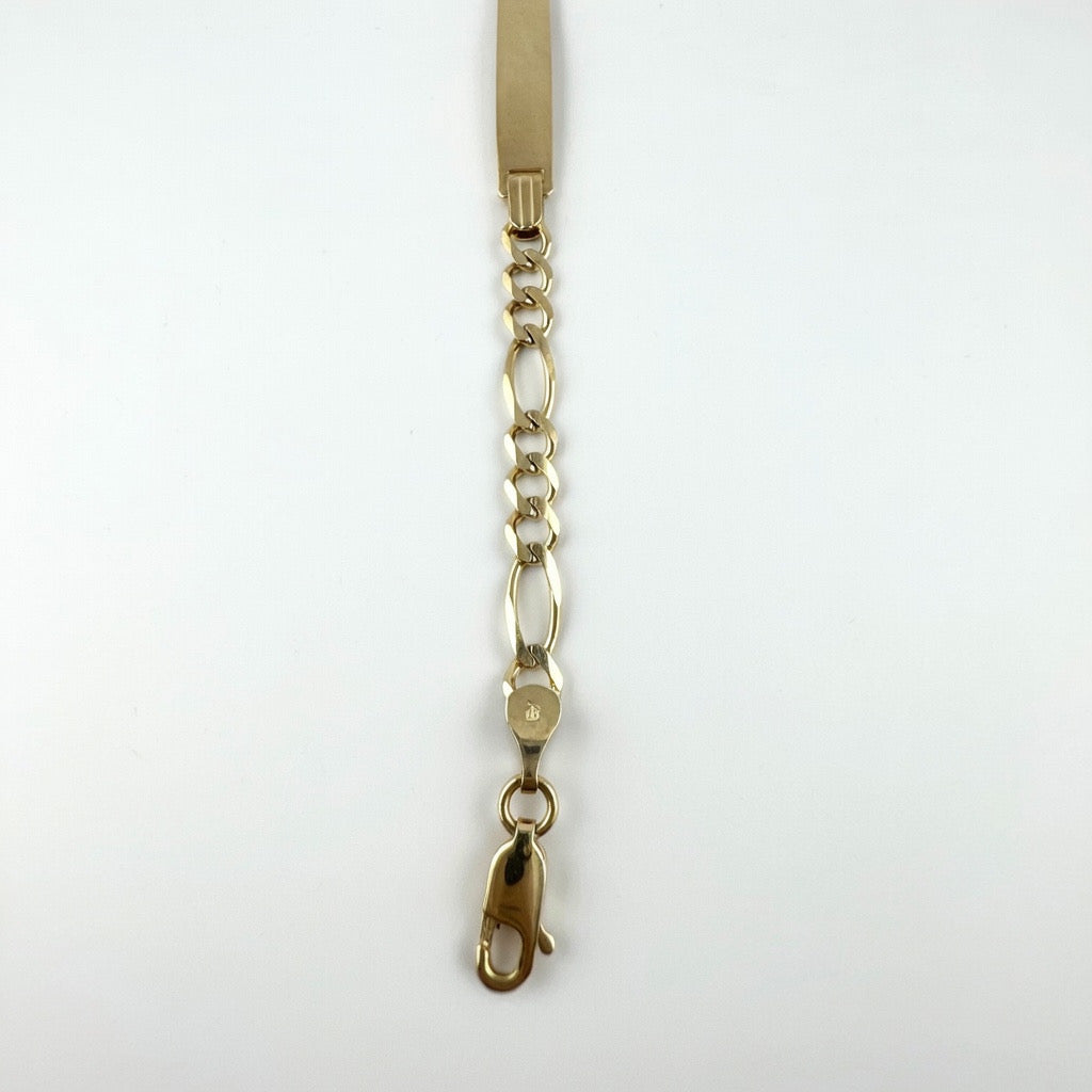 3+1 Figaro Cut ID 14K Bracelet 4.5mm 5.5'