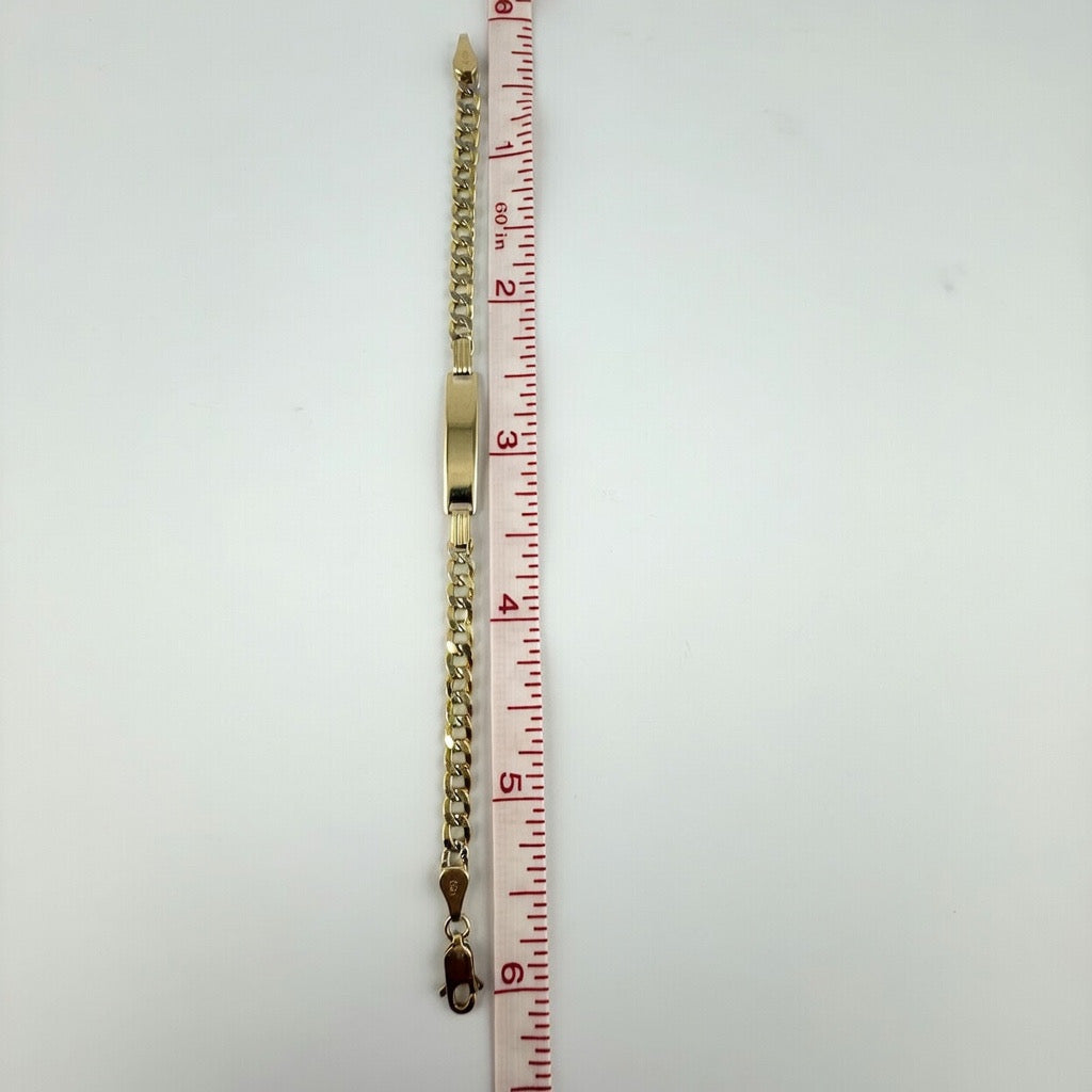 Diamond Cut Curb ID 14K Bracelet 4mm 6'