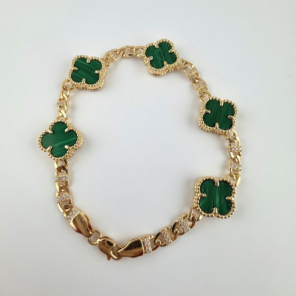 Large Green Clover Bracelet 7'