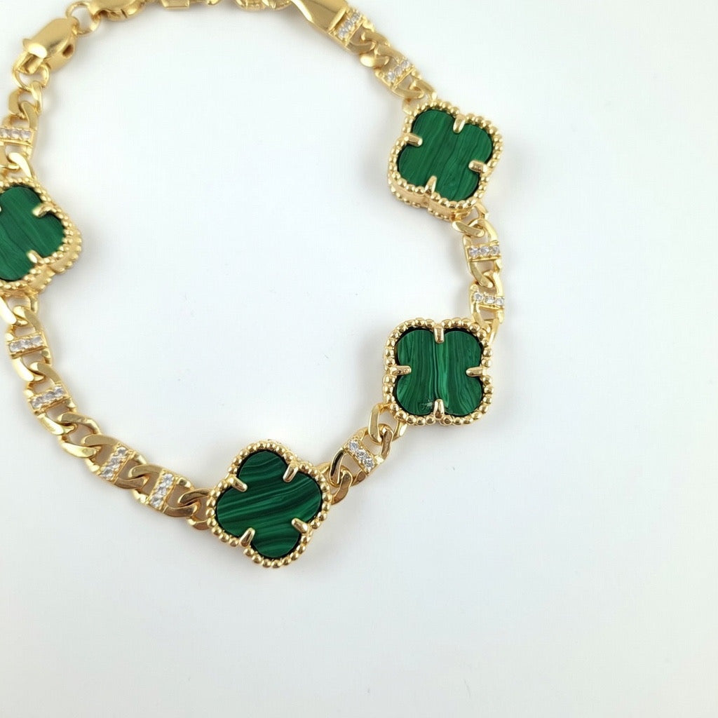 Large Green Clover Bracelet 7'