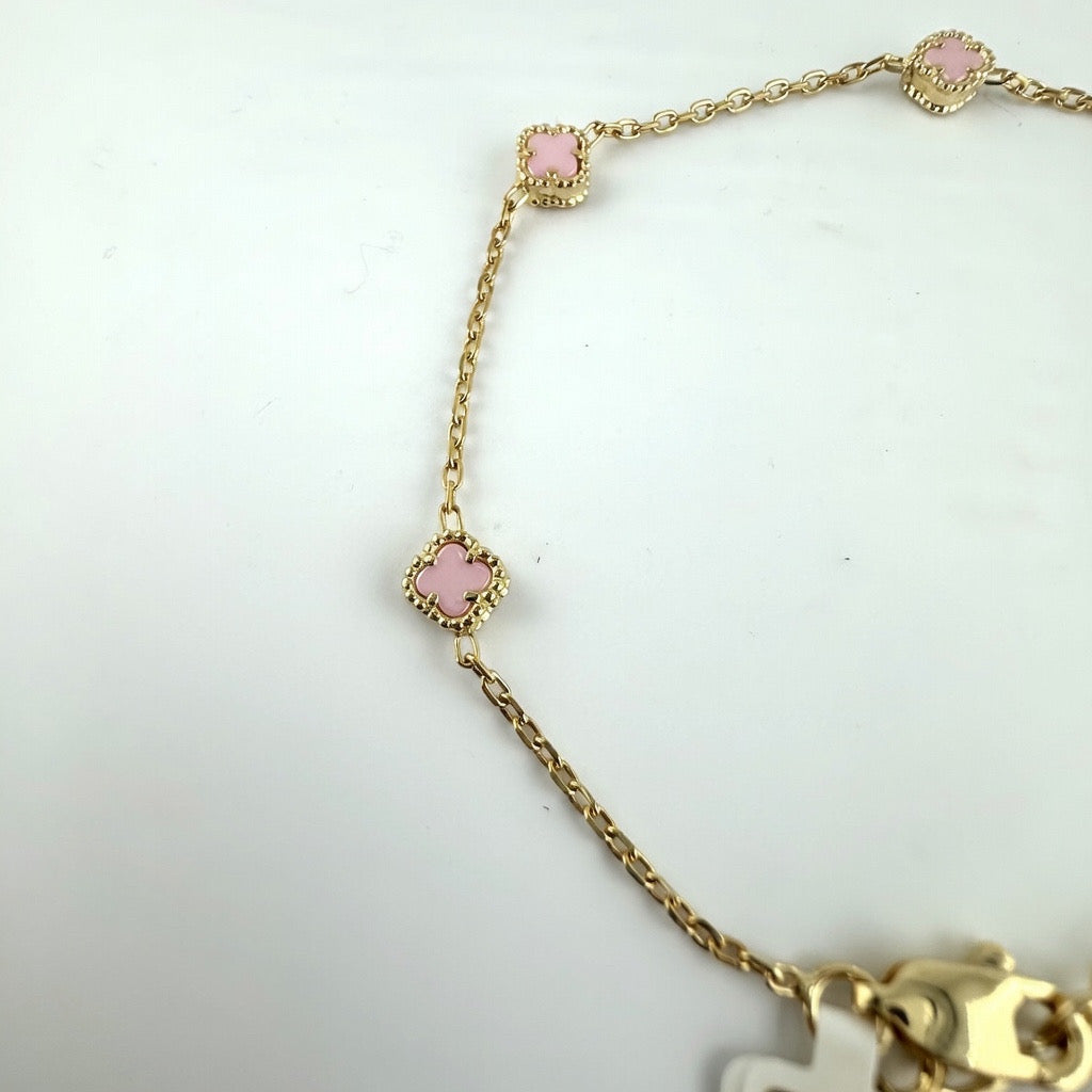 Small Pink Clover Bracelet 7.5'
