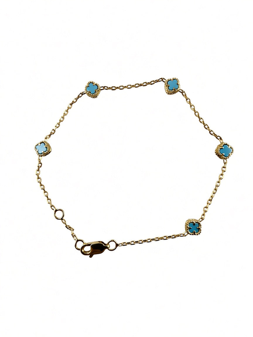 Blue Clover Bracelet 8'