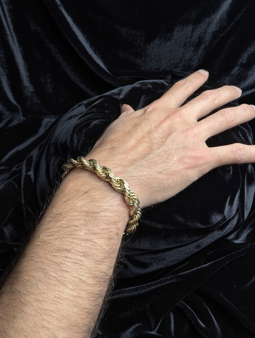 ROPE HOLLOW Yellow Gold Chain or Bracelet 14k 9mm