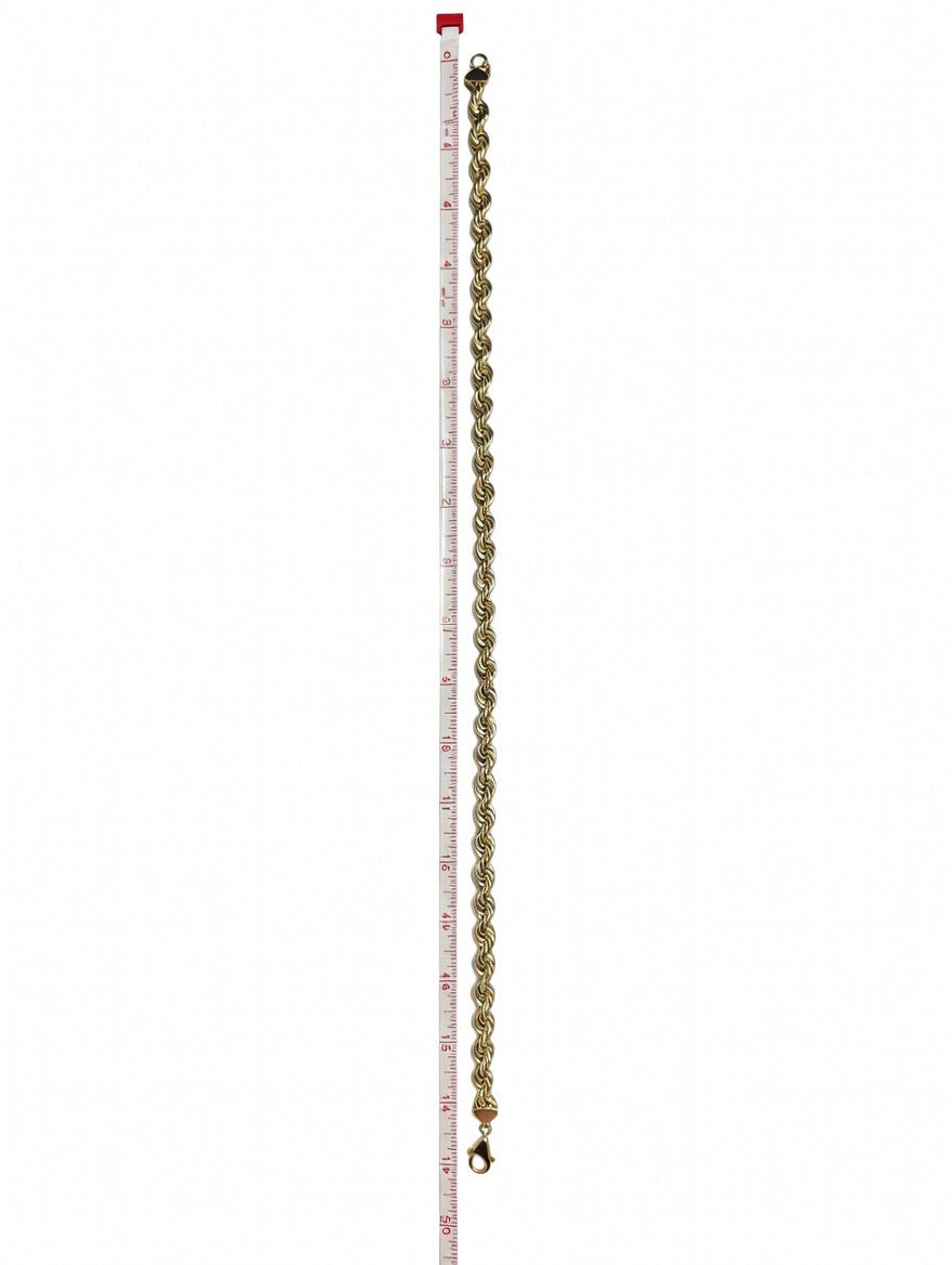 ROPE HOLLOW Yellow Gold Chain or Bracelet 14k 9mm