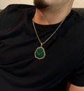 Green Jade Buddha SOLID Rope Bezel 14K Gold