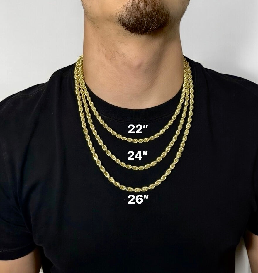 ROPE HOLLOW Yellow Gold Chains 14k 6mm