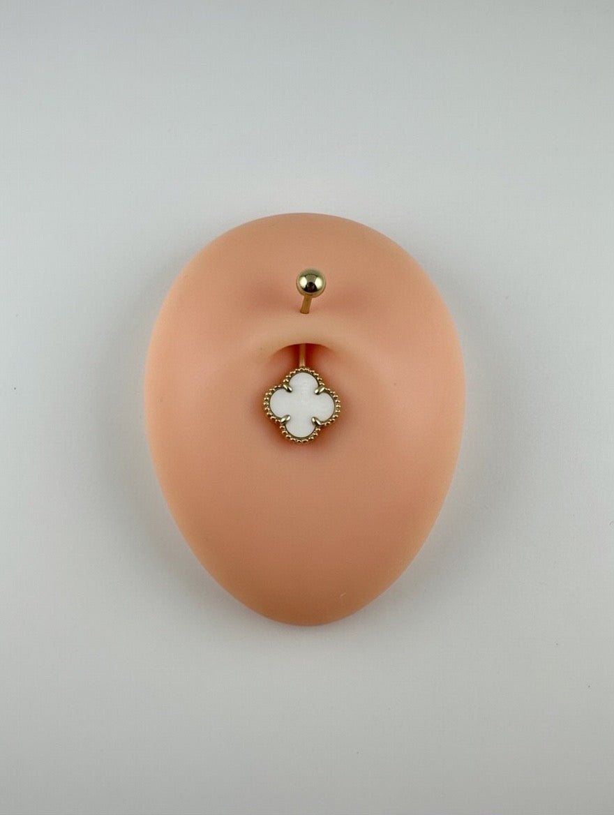 Clover belly button piercing