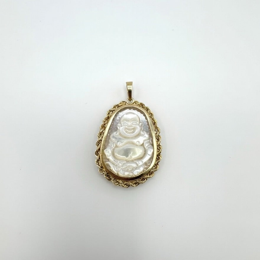 Opal Buddha Solid Rope Bezel 14K Gold