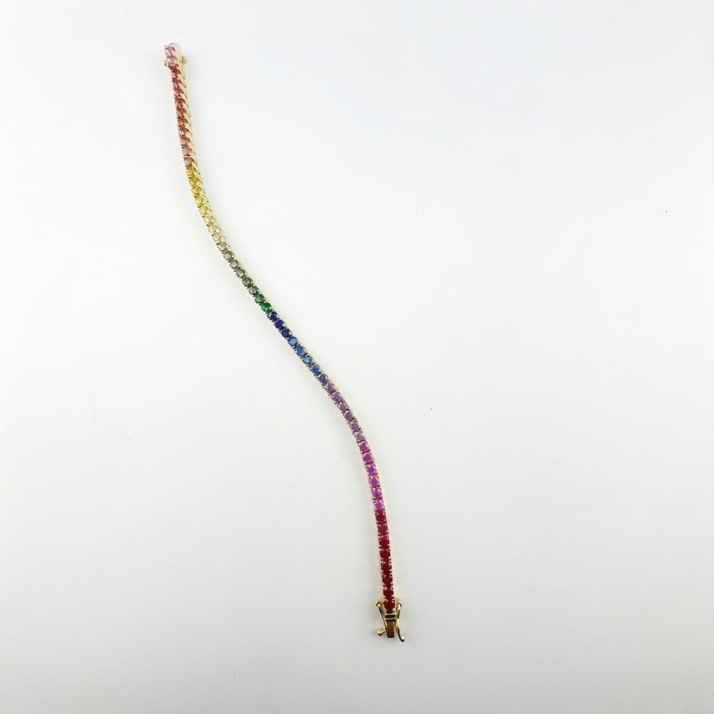 Rainbow 3mm Tennis Bracelet 7.5'