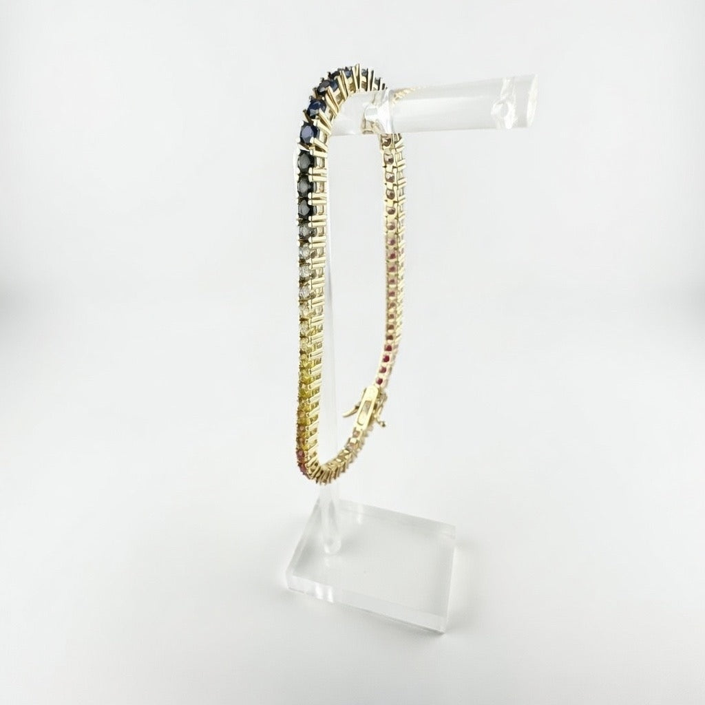 Rainbow 3mm Tennis Bracelet 7.5'