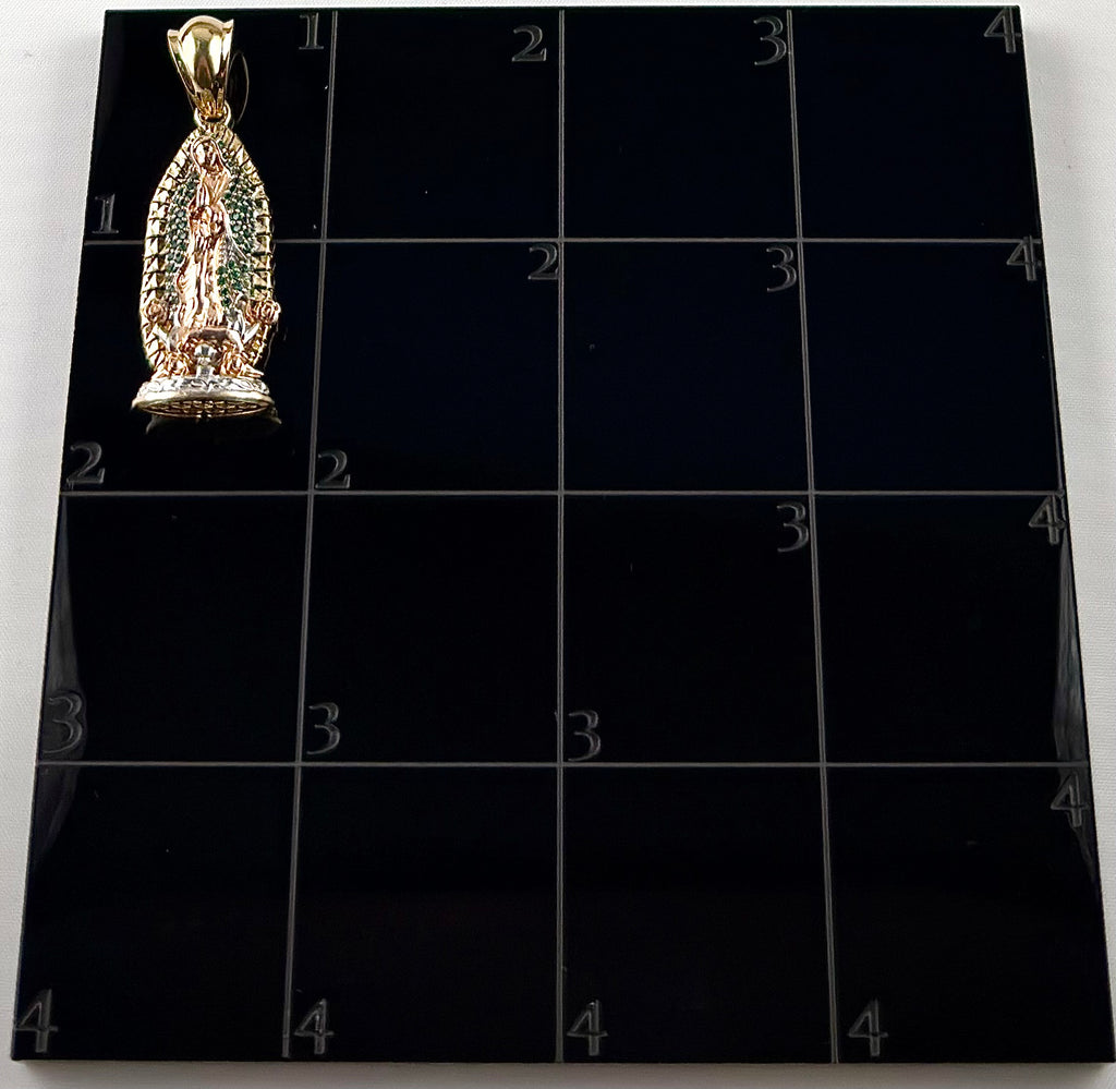 Guadalupe Virgin 3D Pendant CZ Tricolor Gold 14k