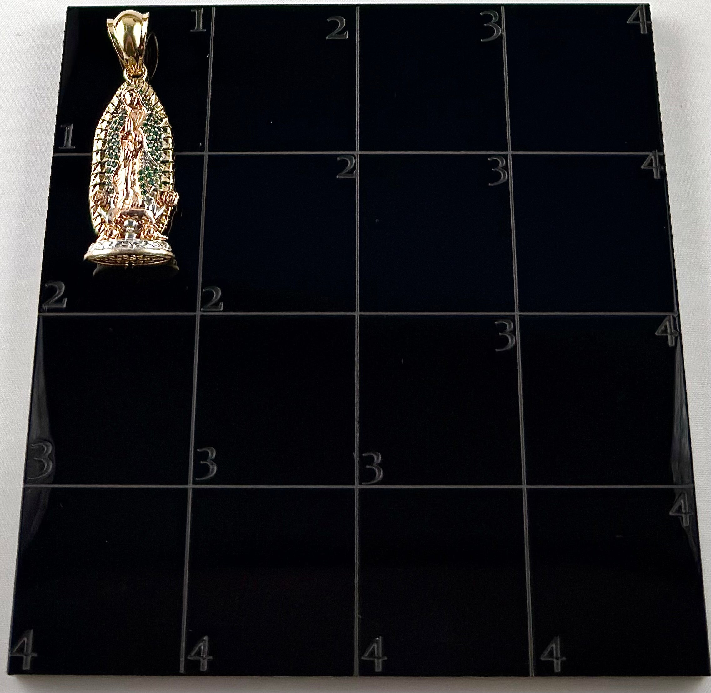 Guadalupe Virgin 3D Pendant CZ Tricolor Gold 14k