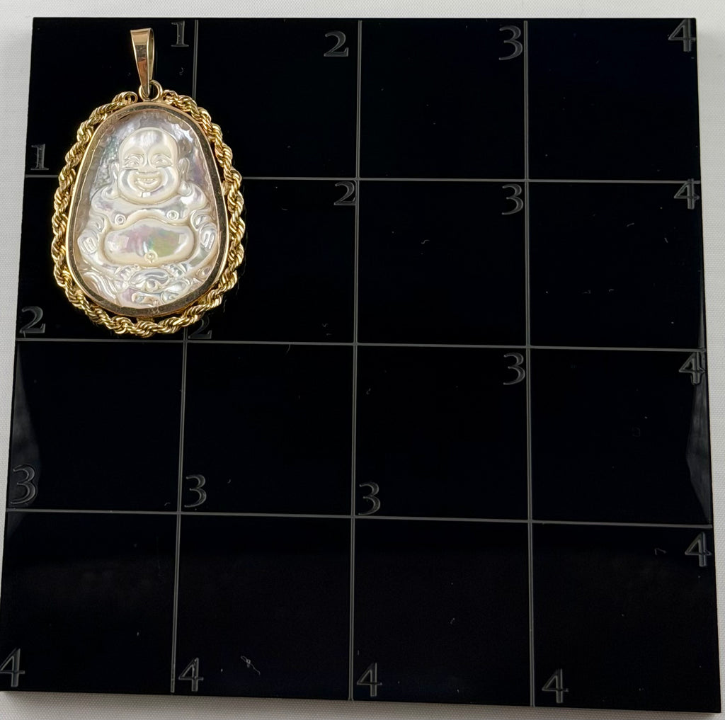 Opal Buddha Solid Rope Bezel 14K Gold