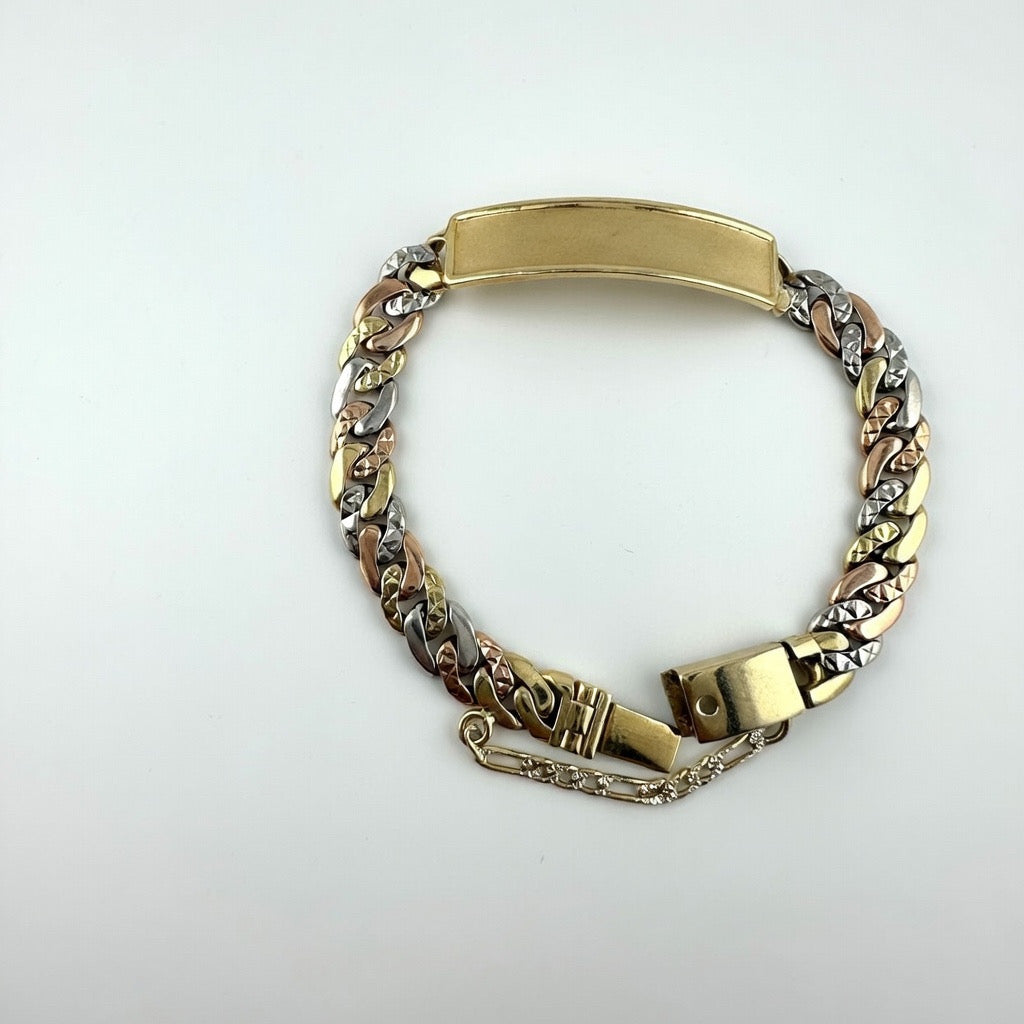 Miami Cuban Links ID Bracelet 6mm Tricolor Gold 14k 6'