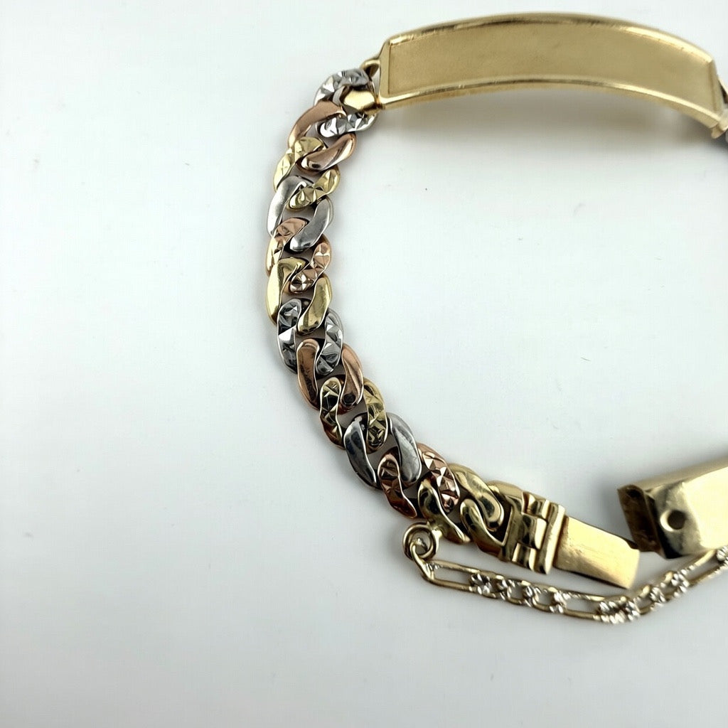 Miami Cuban Links ID Bracelet 6mm Tricolor Gold 14k 6'