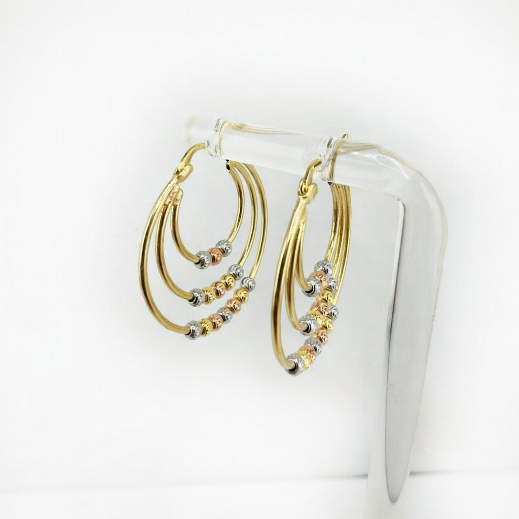 Tri Gold Hoop Earrings