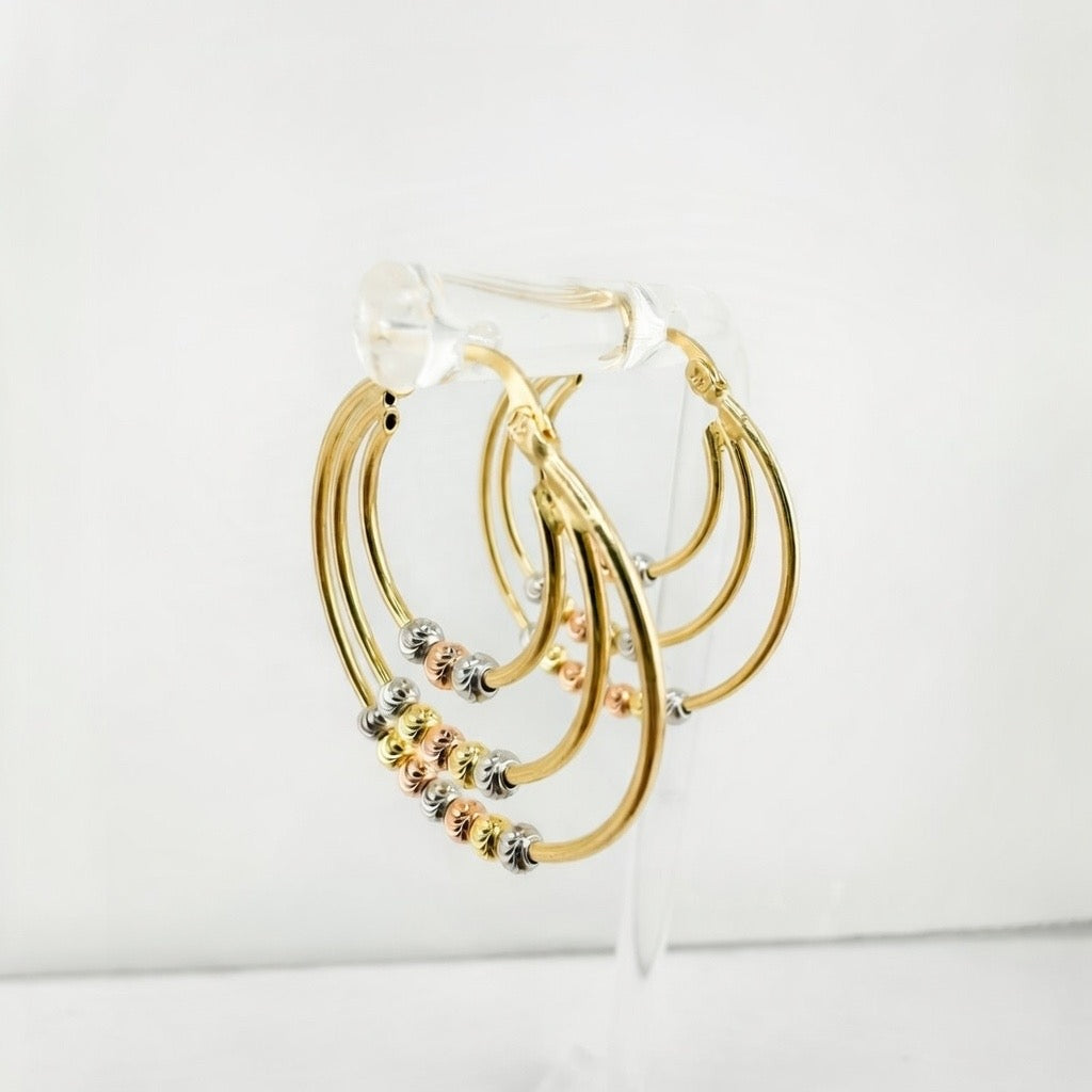 Tri Gold Hoop Earrings
