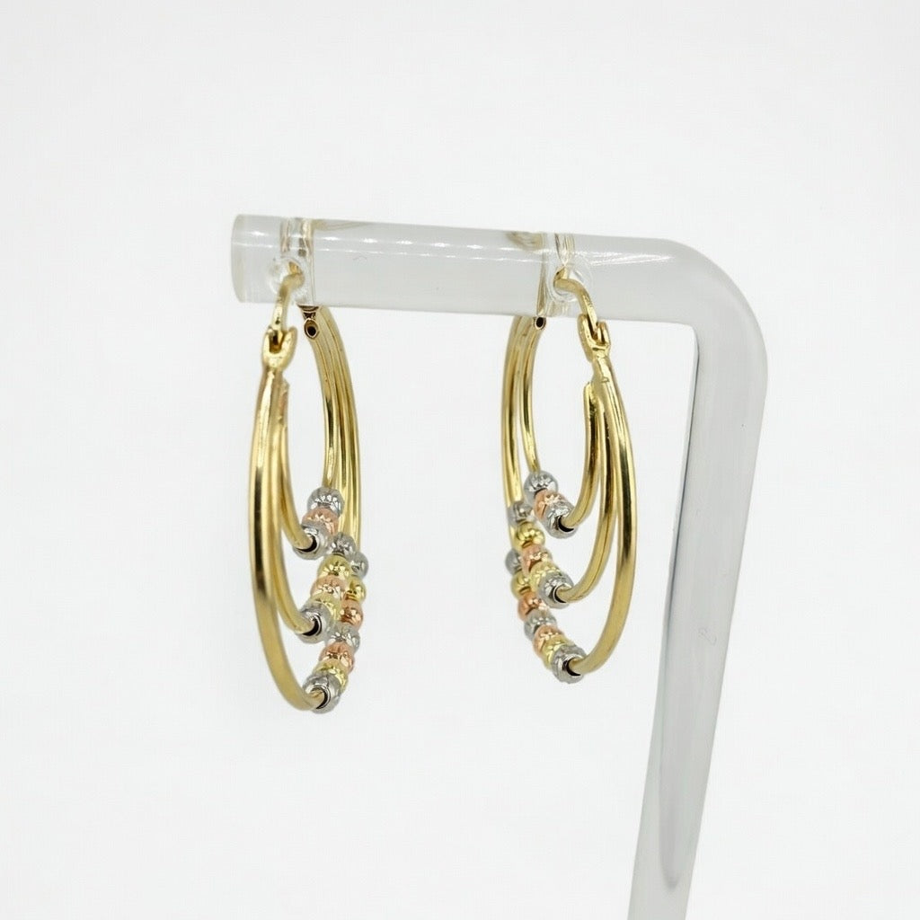 Tri Gold Hoop Earrings